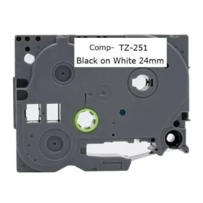 Brother TZe-251 Συμβατή ταινία Ετικετογράφου 8m x 24mm Black On White